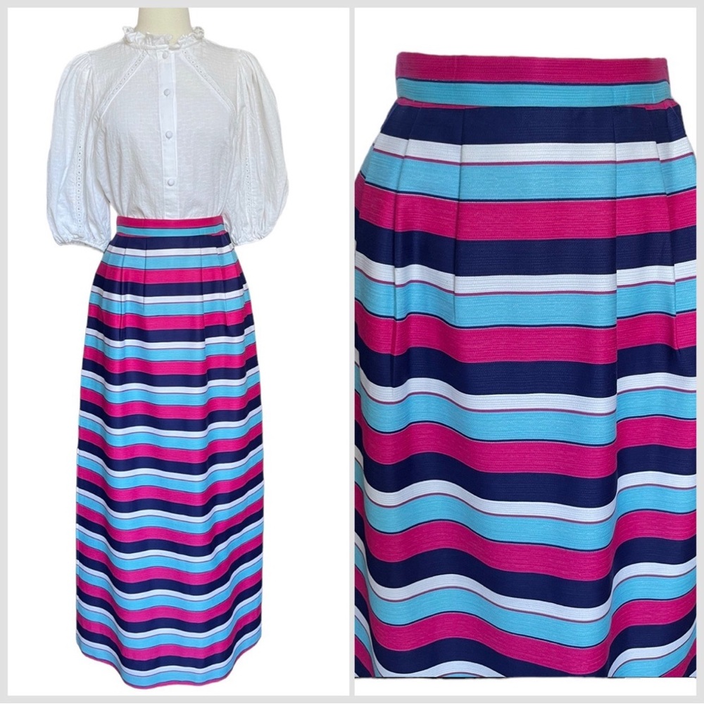 Vintage McMullen Sportswear Striped Maxi Hostess Skirt XS
